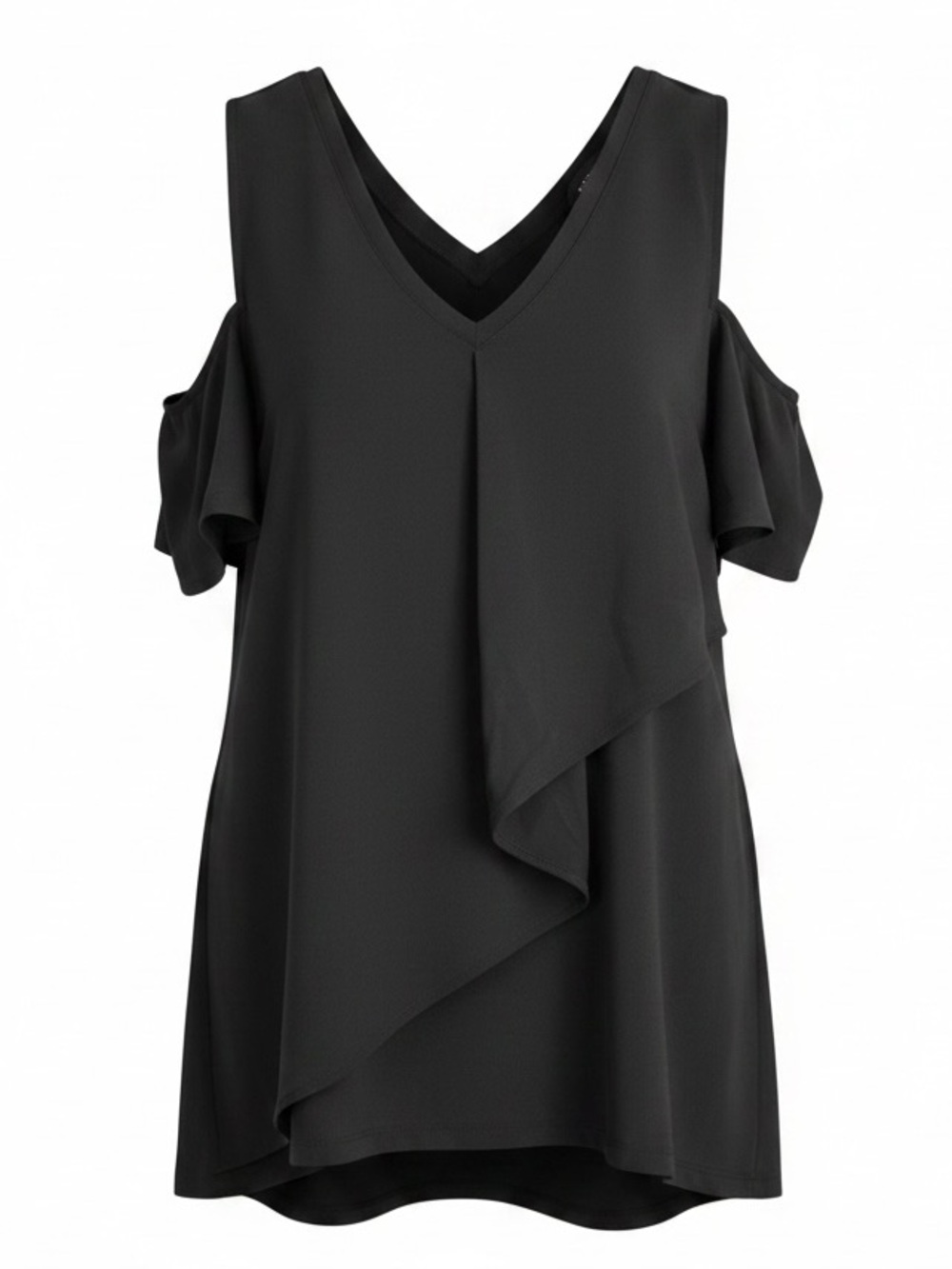 H by Halston Black Jet Set Jersey Cold Shoulder Top Size Medium